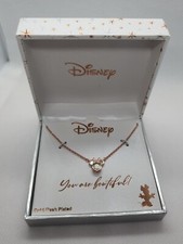 Rose Gold Flash Plated Disney Minnie Mouse Necklace With Irredescent Stones