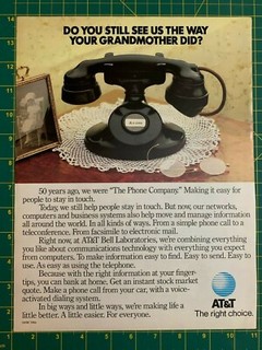 1986 Vintage AT&T The Right Choice Vintage Phone Picture Glasses Print Ad E1