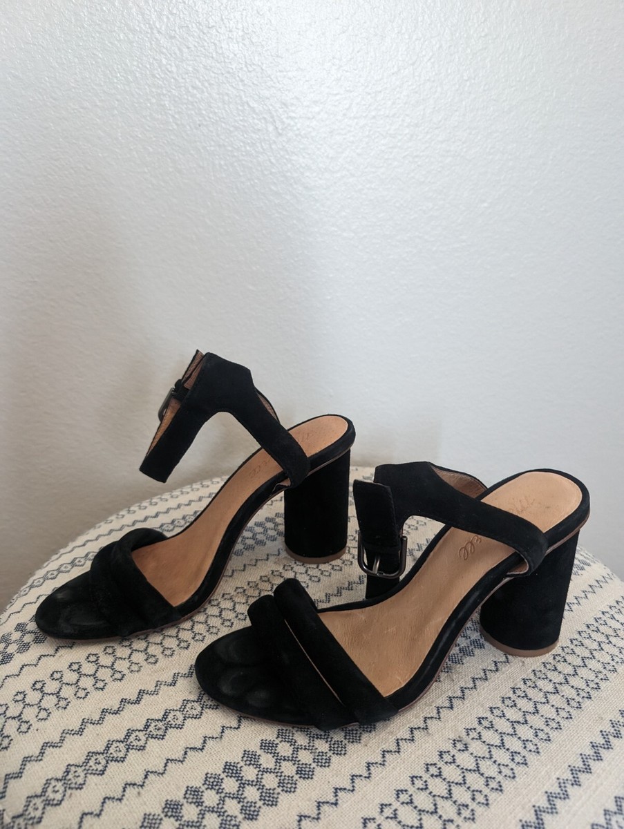 Madewell Rosalie Black Suede High Heel Sandal, Size