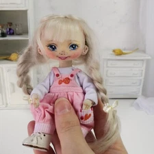 Rag doll Cloth Cute Girl Doll 12 cm Mini bear Art doll Handmade