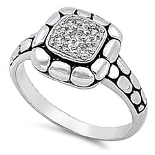 Sterling Silver Snake Skin Cubic Zirconia Ring - Free Gift Packaging