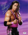 BRET HART WWE WCW HITMAN SIGNED AUTOGRAPH 8X10 PHOTO #6 w/ PSA/DNA COA