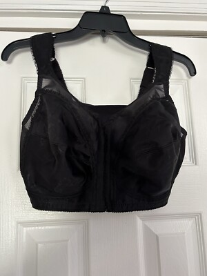 Playtex 18 Hour Bra Size 42C Front Close Solid Black Comfort Straps Wirefree