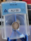 1911-S Barber Dime,  AU 58  ANACS