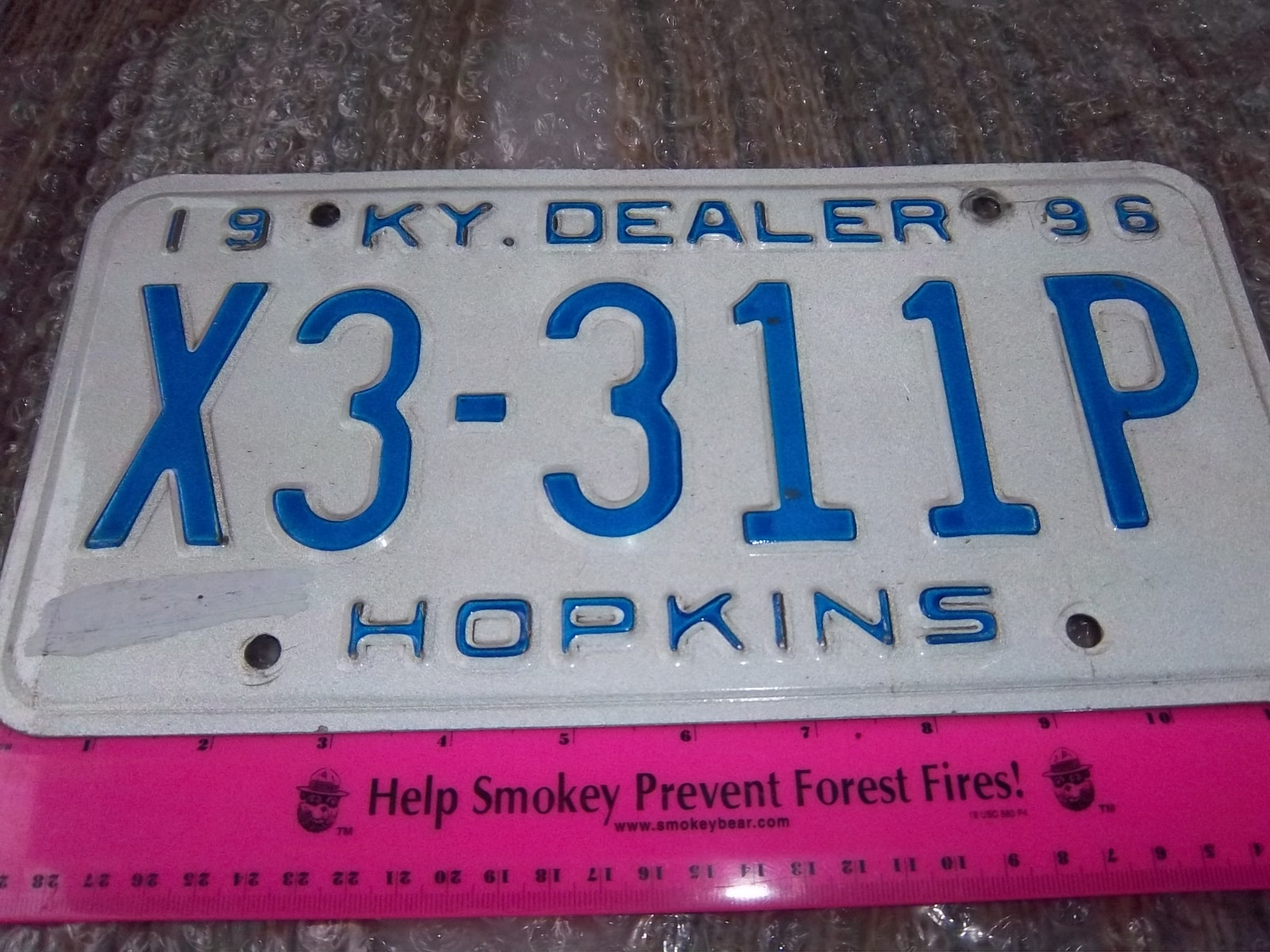 KENTUCKY DEALER license plate, X3 311P, expired 1996, BLUE on WHITE eBay