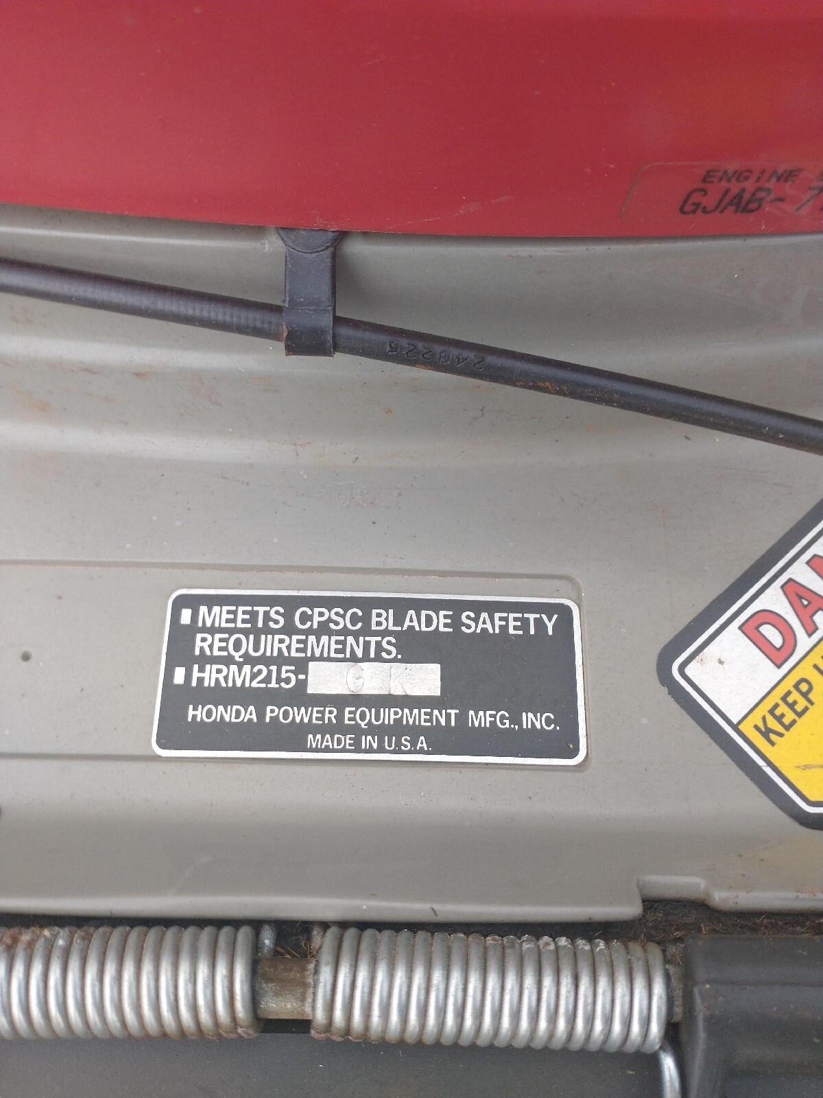 Honda Harmony 215 HRM215 GXV140135cm Lawn Mower Engine GJAB7192907