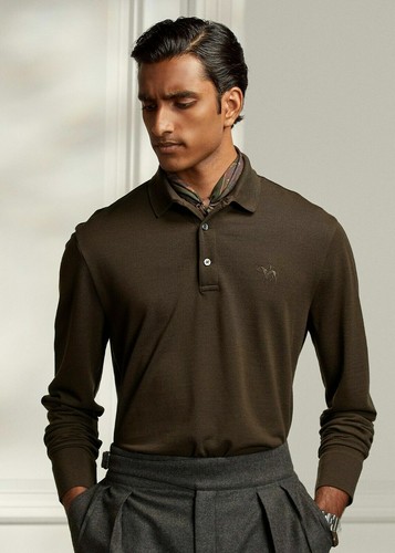 $550 Ralph Lauren Purple Label Pony Equestrian Wool Pique Polo Shirt Sweater NWT - Picture 5 of 5