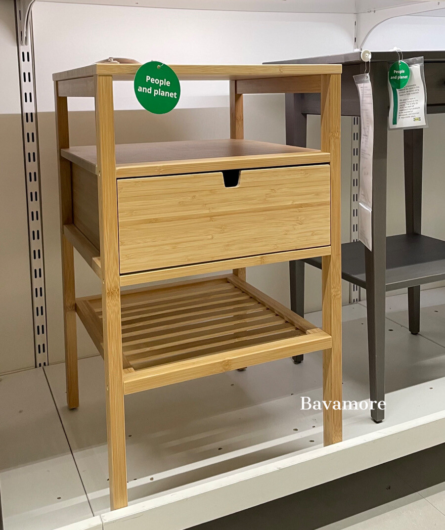 Ikea NORDKISA Nightstand, bamboo, 26⅜×15¾×15¾