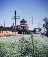 R71 Railroad Train Station Depot Platform Scene Realist 3D Stereo Slide Photo