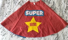 Super HEATHER Girls Super Hero Cape Reversible Red Blue 50" x 30" SuperStar