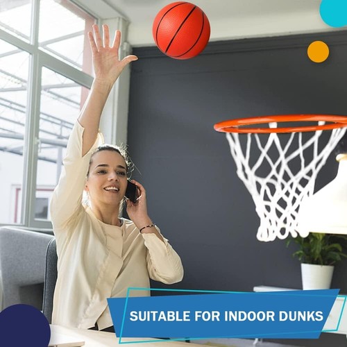 Indoor Over the Door Backboard Mini Basketball Hoop Net With Ball Pump Game Set - Picture 9 of 12