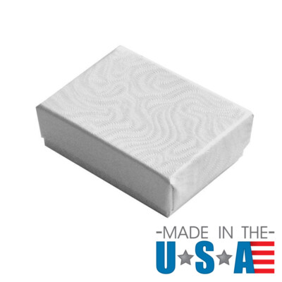 100 Add Your Logo Custom Printed White Swirl Cotton Filled Gift Boxes ~ 8 Sizes