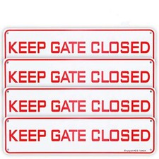 4 Pack Keep Gate Closed Sign 12"x 3" - .040 Aluminum Sign Rust Free Aluminum-...