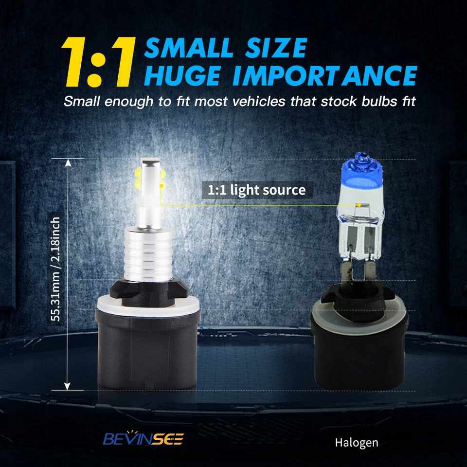 Bevinsee 2x 880 H27W/1 LED Headlight Bulbs 80W White H27W/1 Foglight Globes 12V - Image 2 of 4