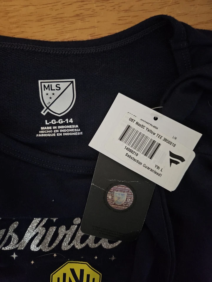 Nueva Camiseta Fanatics Nashville SC Fútbol Amor Corbata Lateral Azul Niñas Grande 14 Foto 2 de 4