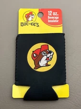 Buc-ee's Travel Center Bucky Beaver Logo 12oz Black Can Beverage Insulator NEW