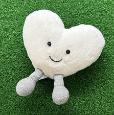 Jellycat Amuseables Cream Heart Plush Stuffed Animal Silver Legs A6CRH 5" Used