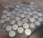 Full Roll Of 50 Silver Dimes 90% $5 Face Value 25 Roosevelt and 25 Mercury dimes