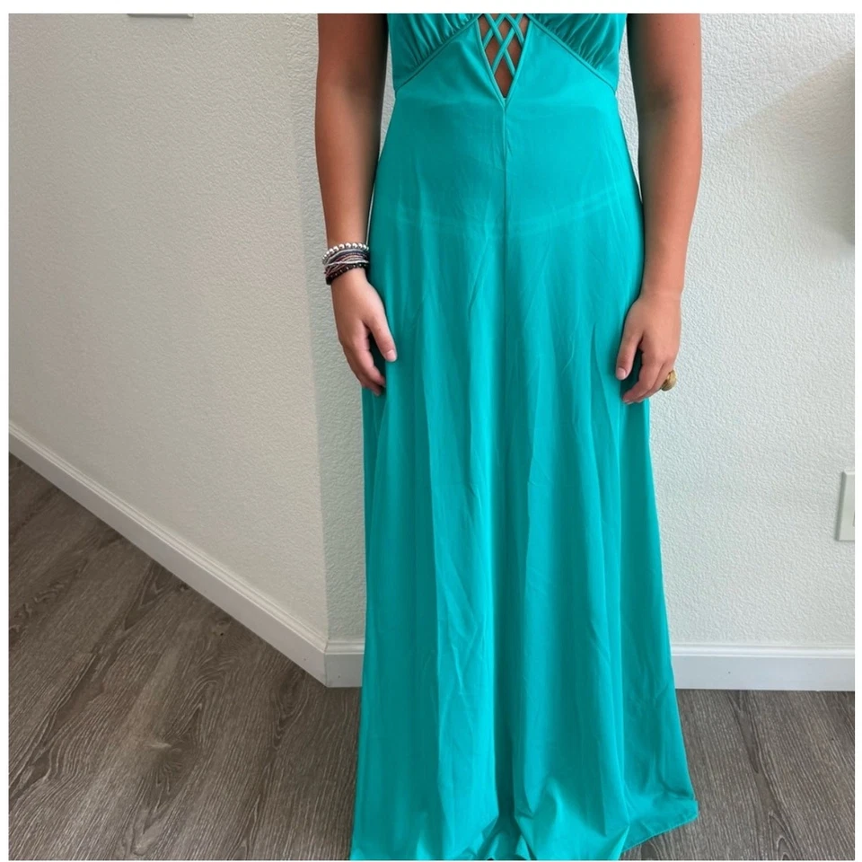 Sexy Camisón Largo Glamour Hollywood Raro Vintage Talla S Lucie Ann, Nylon Turquesa Foto 2 de 4