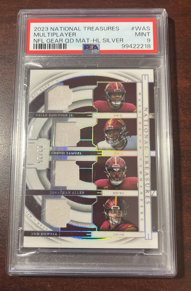 Equipo multijugador NFL National Treasures 2023 plateado PSA 9 POP 1 Washington/25 Foto 4 de 4
