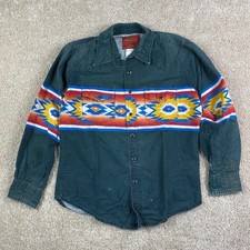 Rustler by Wrangler Kids L Black Western Snap Shirt Aztec Southwestern Print
