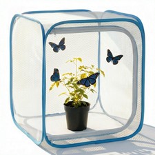 Insect Butterfly Habitat Cage, Portable Pop-Up Terrarium with Mesh Sides, B...