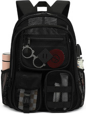 Mesh Backpack for Boys Girls Adults, Heavy Duty See through Mint Black