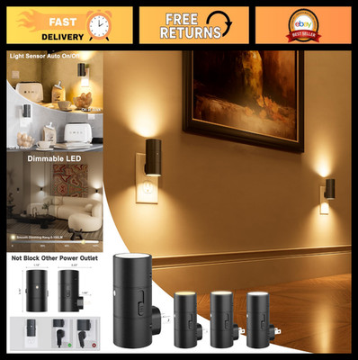 Dimmable Plug-In Night Lights with Auto On/Off Sensor, 3 Color Modes, Ultra-Slim