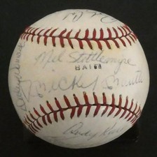 1967-1968 Mickey Mantle Signed NY Yankees Baseball Team Signed 22 Autographs
