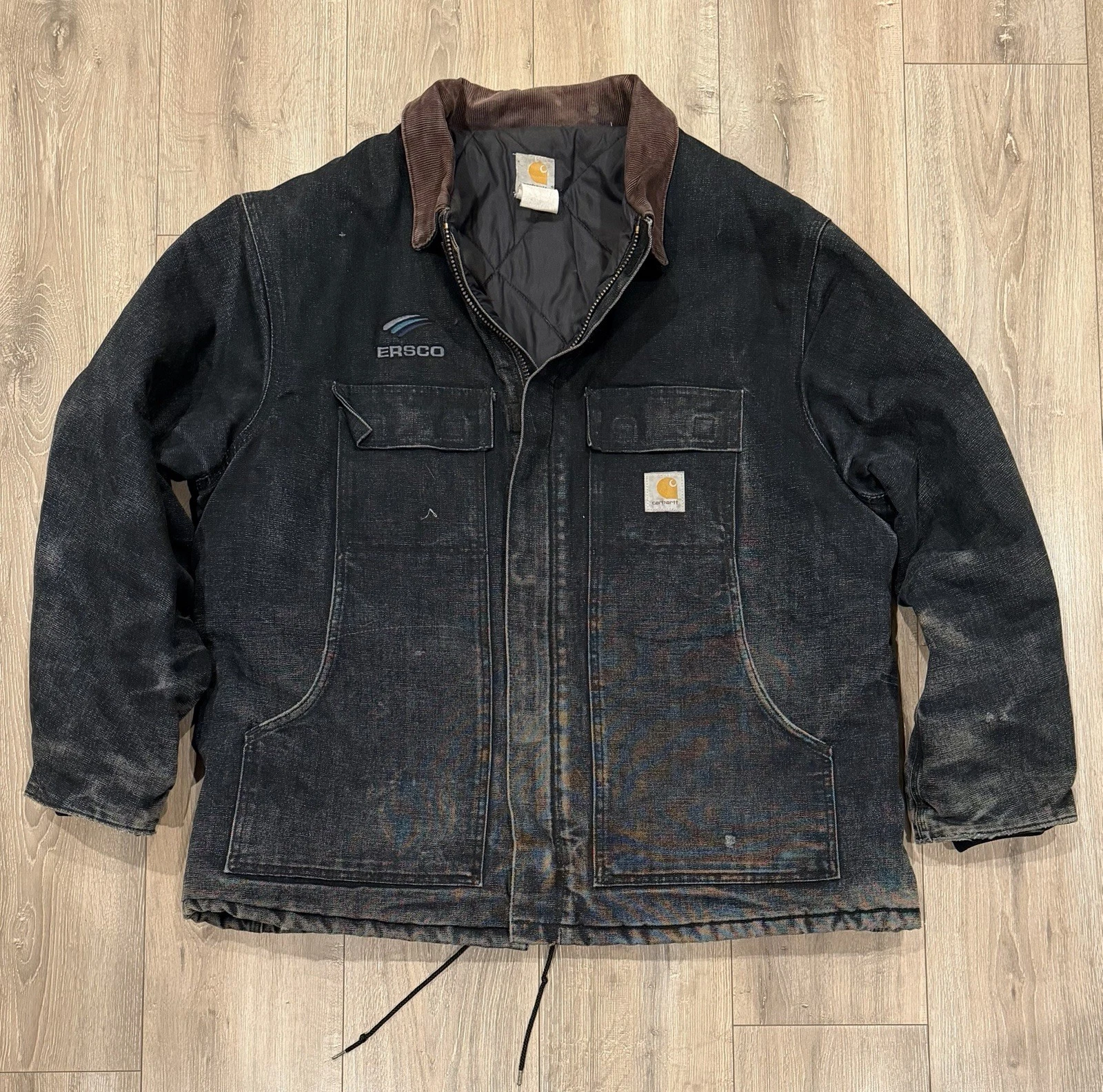 CARHARTT Men’s Full-Zip Quilted-Lined Canvas Jacket Coat 4XL? Black