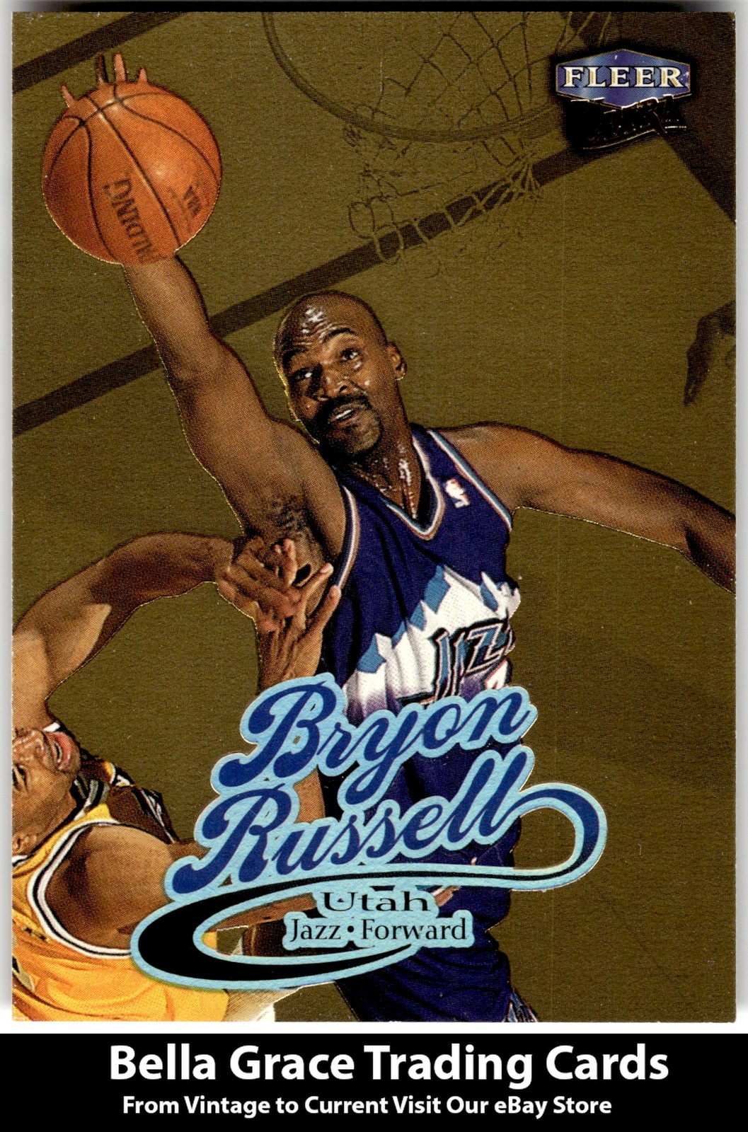 1998-99 Ultra #15G Bryon Russell Utah Jazz Gold Medallion NBA