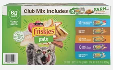60 CANS - Purina Friskies Pate Wet Cat Food, Variety Pack (5.5 oz)