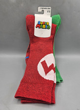 Nintendo Super Mario Adult Mario And Luigi Character Costume 2 Pair Crew Socks