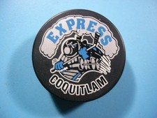 2001 / 2001/02 COQUITLAM EXPRESS BCHL HOCKEY PUCK DARCY ROTA FACSIMILE AUTOGRAPH