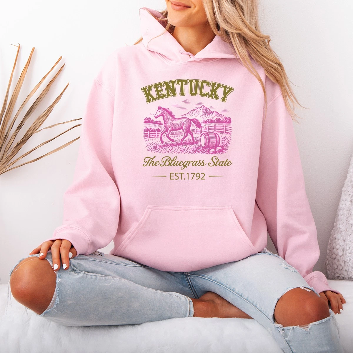 Kentucky The Bluegrass State Est.1792 Womens Hoodie Kentucky Horse State Pride