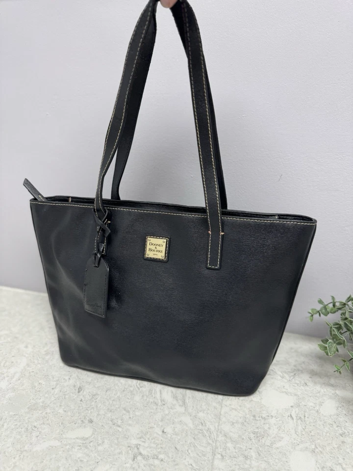 Dooney & Bourke Saffiano leather Shopper Tote Bag Black with red interior - Image 4 of 4