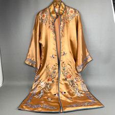 VTG Chinese Silk Embroidered Floral Jacket Robe Small 1960s Bai Hua