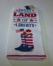 "Sweet Land of Liberty" Patriotic Kitchen Towel - 15" x 25" - Brand New w/Tags 