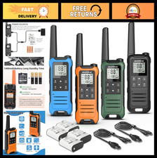 Long Range Walkie Talkies 4-Pack, Rechargeable FRS Two Way Radios, 1400mAh Batte