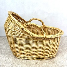 Small Baby Doll Moses Wicker Hooded Basket With Handles Natural 11x8.5 Inches