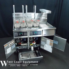 PITCO DIGITAL GAS 2 WELL FRYER BASKET LIFTS FILTER SYSTEM - FLAWLESS CONDITION!!