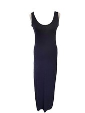 BOOHOO NAVY BLUE JERSEY SCOOP NECK SLEEVELESS MAXI SHIFT DRESS SIZE 12