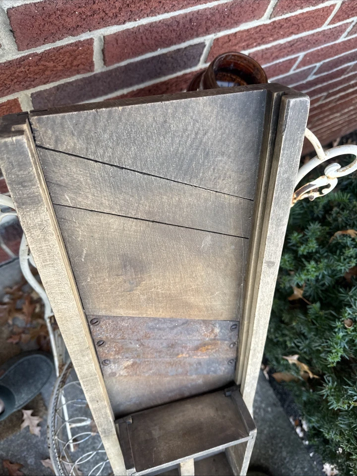 LARGE Vintage CABBAGE CUTTER Sauerkraut Slicer w/3 Blades & Box 25”x9” Wooden - Image 2 of 4