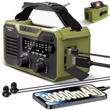 30000mAh Emergency Weather Radio, AM/FM/NOAA, Hand Crank/Solar Power Bank