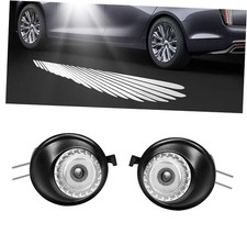 2Pcs Side Mirror Logo LED Welcome Light Projector Door Light Floor Light black