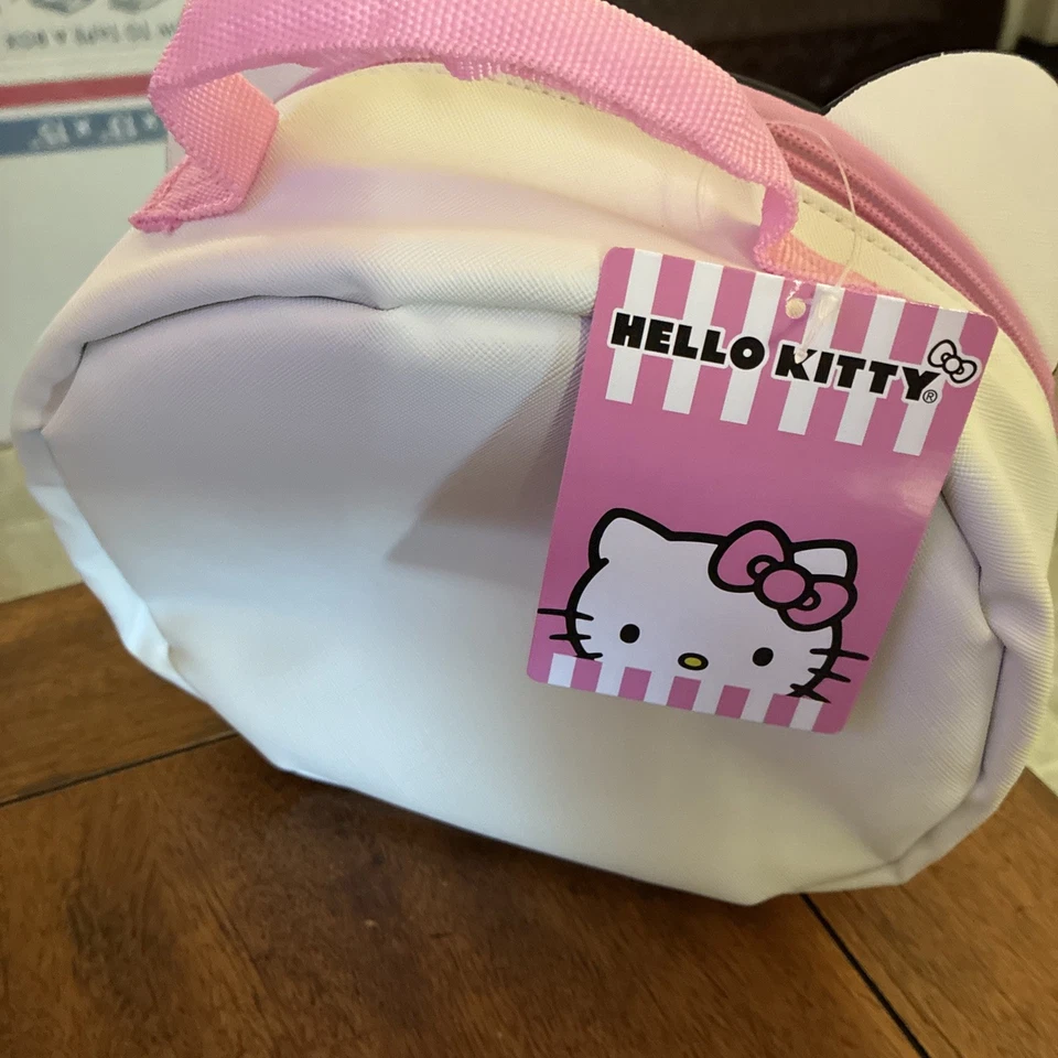 Nueva lonchera blanca con borde rosa Hello Kitty Bow rosa Foto 4 de 4