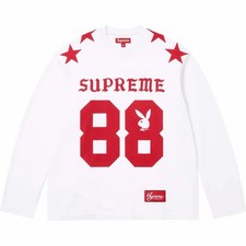 Maglia manica lunga taglia L SS26 Supreme Playboy L/S calcio bianca NUOVA PREVENDITA