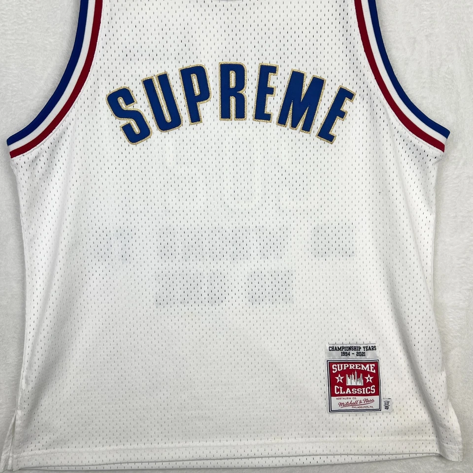 Supreme Mitchell Ness Jersey Mens XL Love All Trust Few White Basketball SS2021 - Image 4 of 4