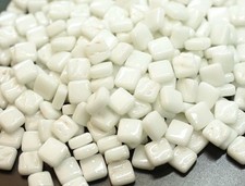 White 8 mm Square Recycled Glass Mosaic Tile Pieces - 50 tiles