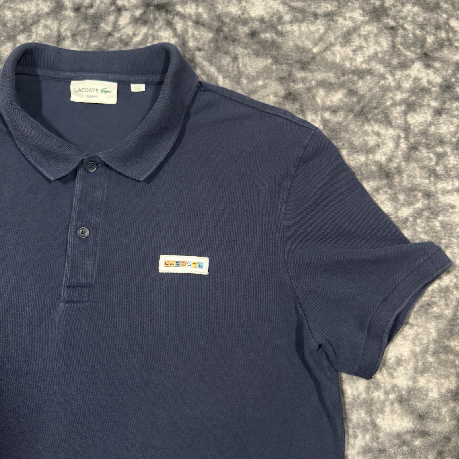 Lacoste Polo Shirt Mens Size XL Navy Blue Short Sleeve Cotton Slim Fit thumbnail 5
